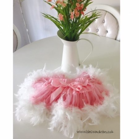 DELUXE FEATHER TUTU (PINK AND WHITE)