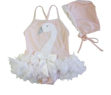 SWAN PRINCESS - vintage style swimsuit and hat