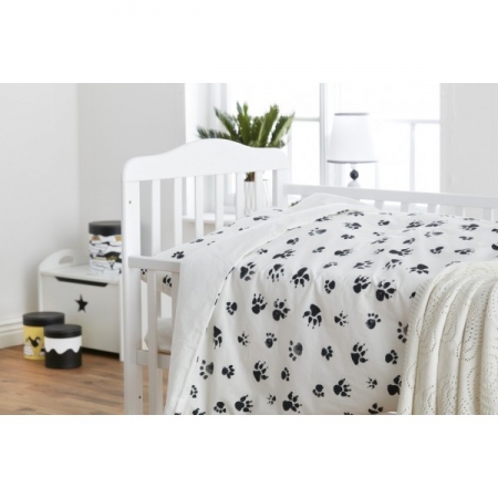 Monochrome Pawprint Single Bed Set